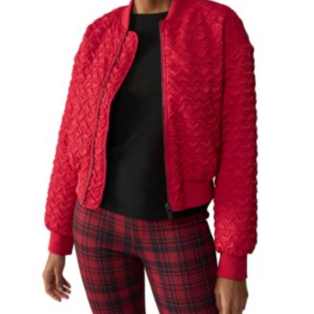 Sanctuary Red Textured Bomber Jacket
